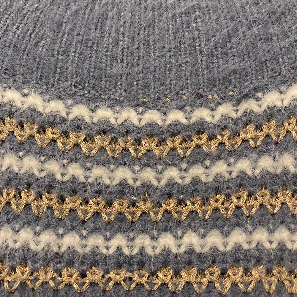 Anthropologie RAGA sweater, Wmns XS cozy, roomy Gray, gold and white stripes - Picture 6 of 9